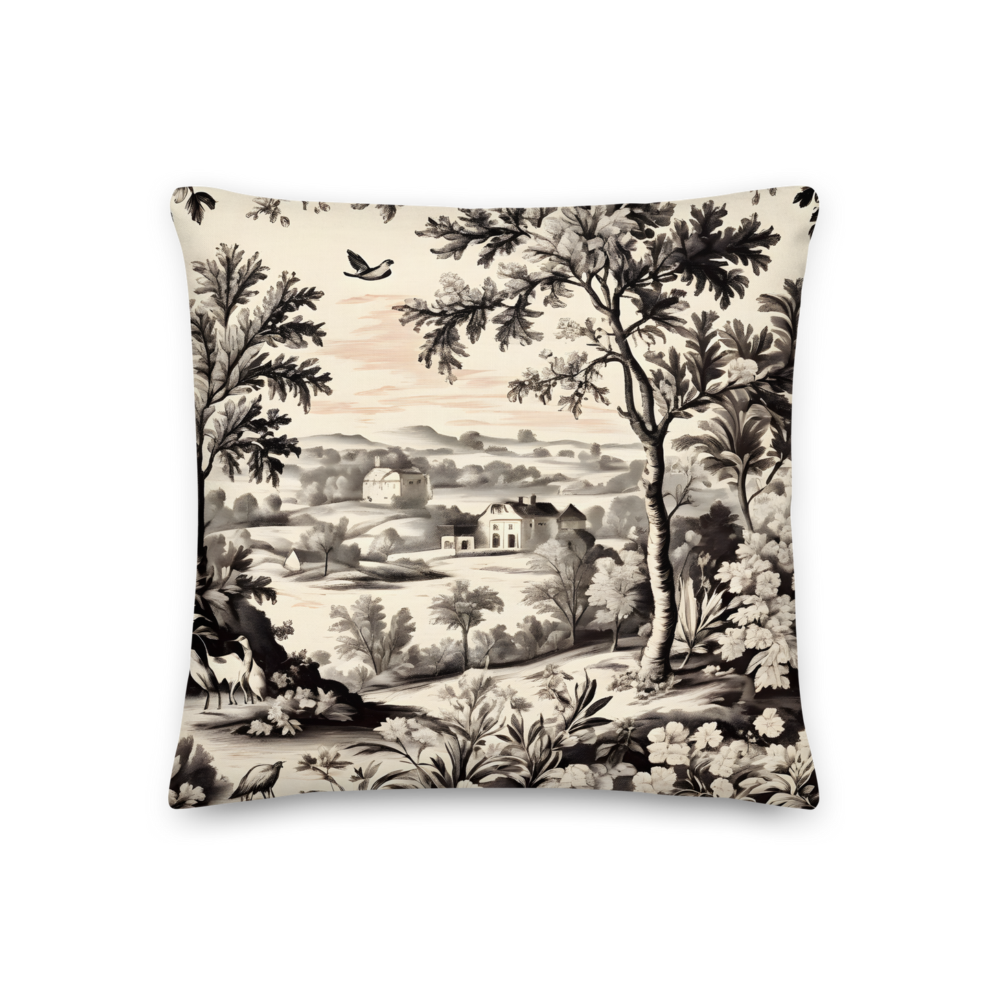 Zierkissen mit Toile de Jouy Muster