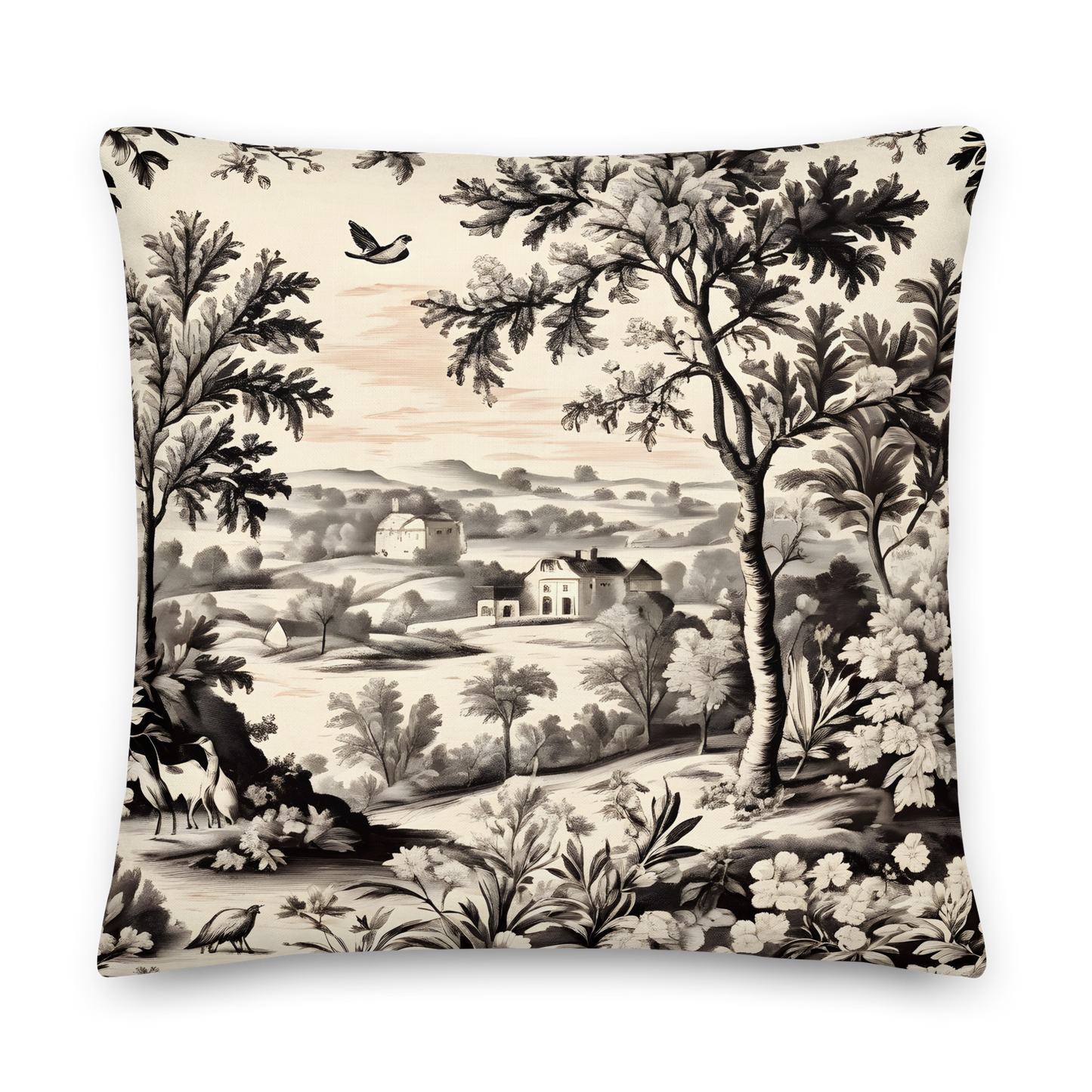 Zierkissen mit Toile de Jouy Muster
